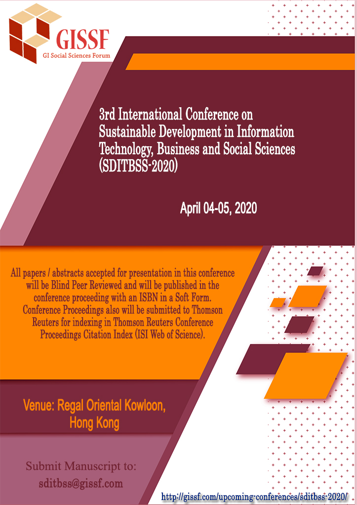 procedia -(  3rd International Conference on Sustainable Development in Information Technology, Business and Social Sciences-SDITBSS   )